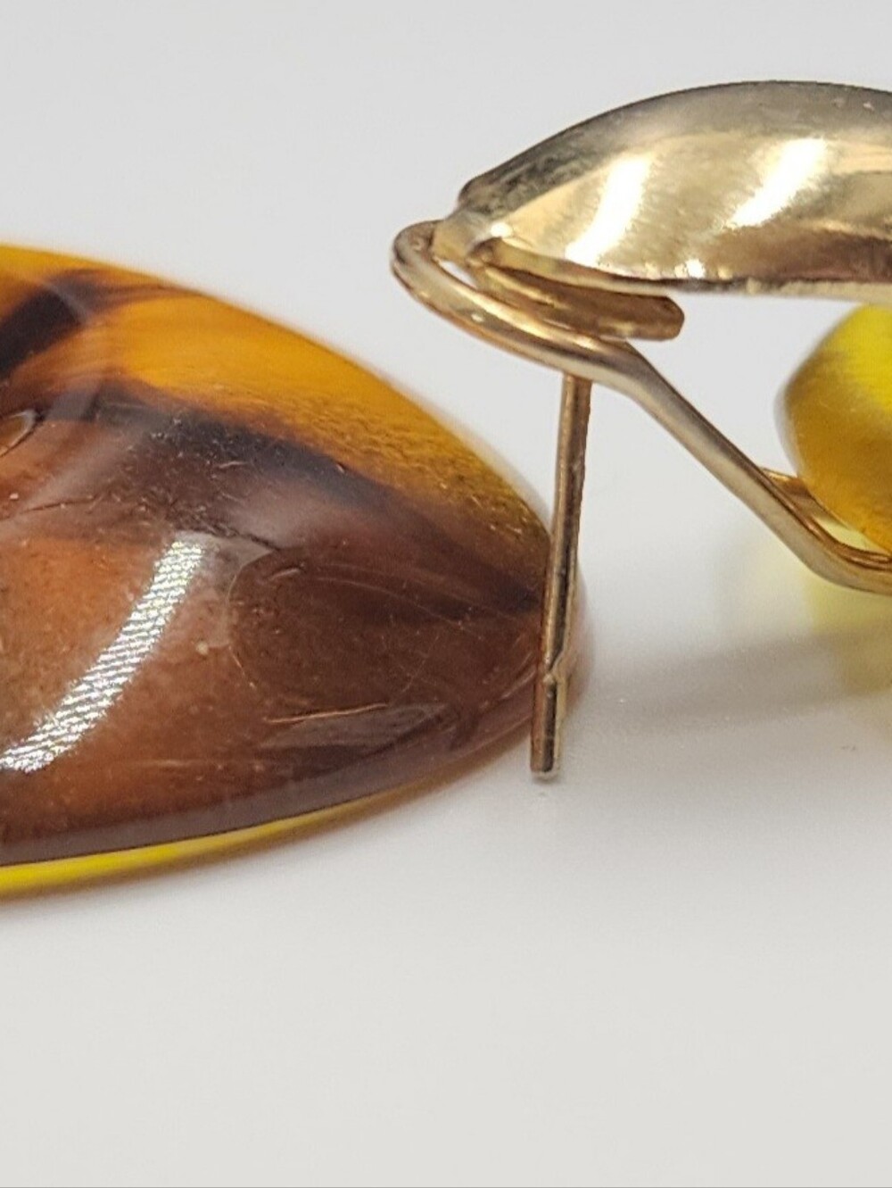 Faux Tortoise Shell Door Knocker Style Earrings Pierced - Picture 5 of 8